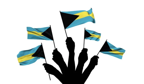Bandiera nazionale delle Bahamas sventolata. Rendering 3D — Foto Stock