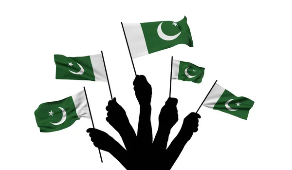 Pakistans flagga viftas. 3D-återgivning — Stockfoto