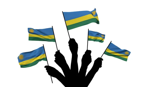 Bandiera nazionale ruandese sventolata. Rendering 3D — Foto Stock