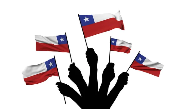 Mává státní vlajkou Chile. 3D vykreslování — Stock fotografie
