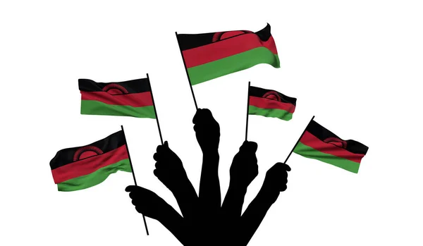Malavi ulusal bayrağı sallanıyor. 3B Hazırlama — Stok fotoğraf