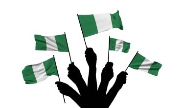 Nigeria national flag being waved. 3D Rendering