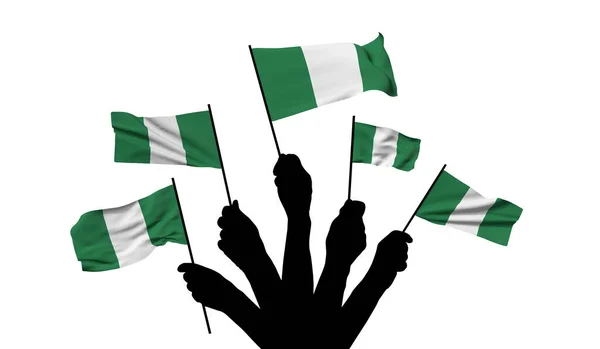 Nigerias Nationalflagge geschwenkt. 3D-Darstellung — Stockfoto