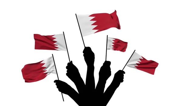 Bahrain national flag being waved. 3D Rendering — Foto Stock