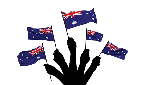 Australia national flag being waved. 3D Rendering — Φωτογραφία Αρχείου