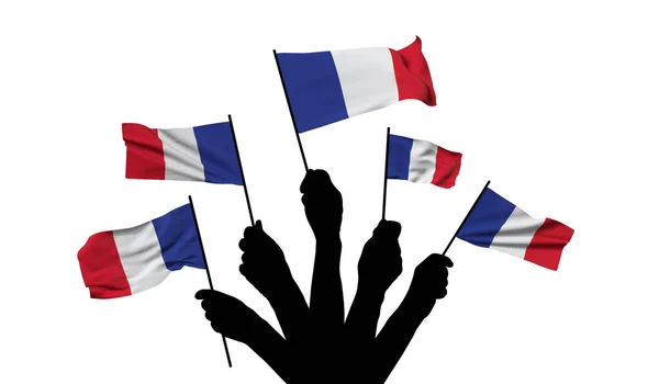 France national flag being waved. 3D Rendering — Stockfoto