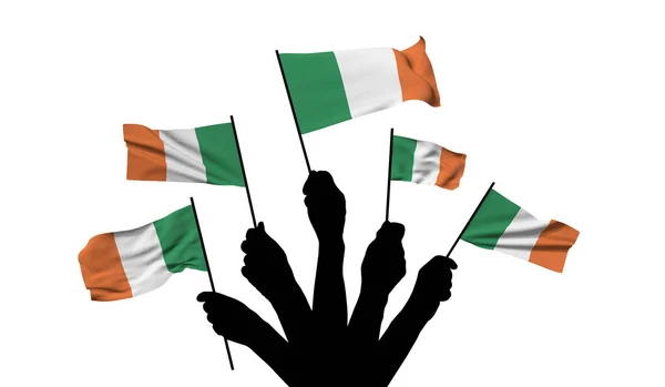 Ireland national flag being waved. 3D Rendering — 图库照片