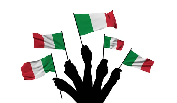 Italy national flag being waved. 3D Rendering — 스톡 사진