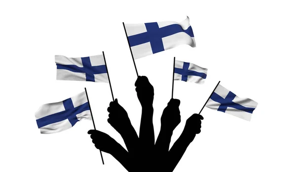 Finland national flag being waved. 3D Rendering — Photo