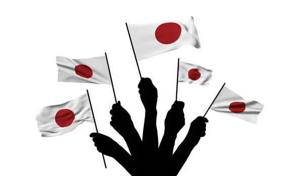 Japan national flag being waved. 3D Rendering — Foto de Stock