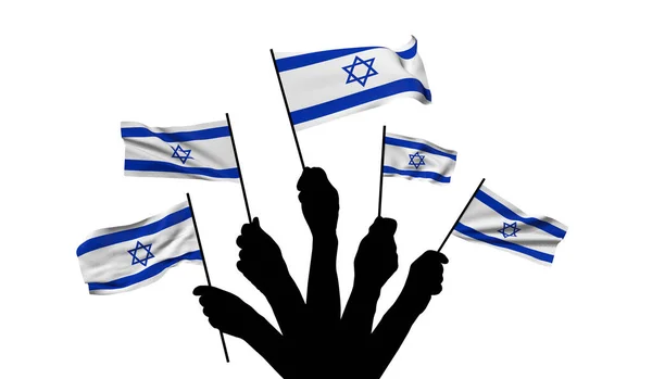 Israel national flag being waved. 3D Rendering — 图库照片