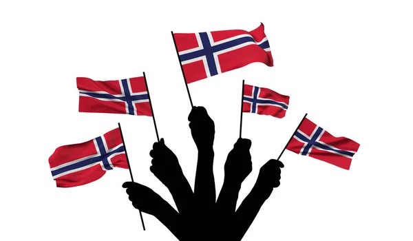 Norway national flag being waved. 3D Rendering — Foto de Stock