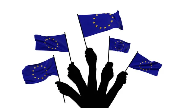 European Union national flag being waved. 3D Rendering — Foto Stock