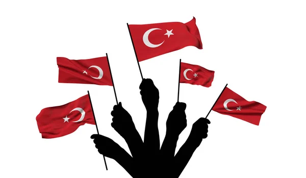 Turkey national flag being waved. 3D Rendering — Fotografia de Stock