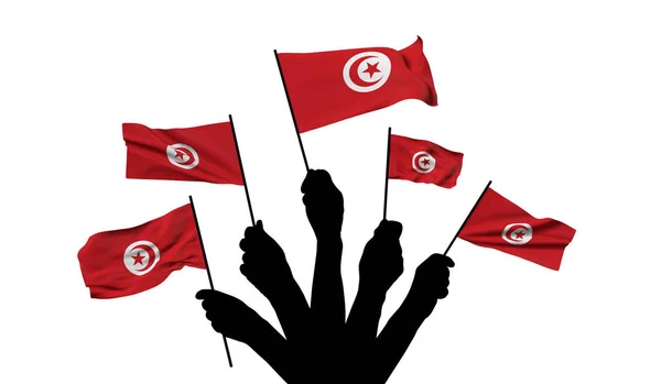 Tunisia national flag being waved. 3D Rendering — Fotografia de Stock