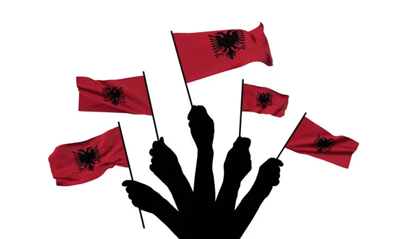 Albania national flag being waved. 3D Rendering — Fotografia de Stock