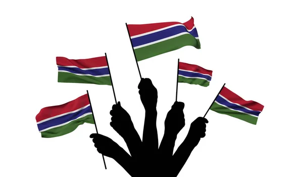 De vlag van Gambia wappert. 3D-weergave — Stockfoto