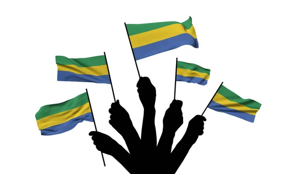 Bandeira nacional do Gabão a ser acenada. Renderização 3D — Fotografia de Stock