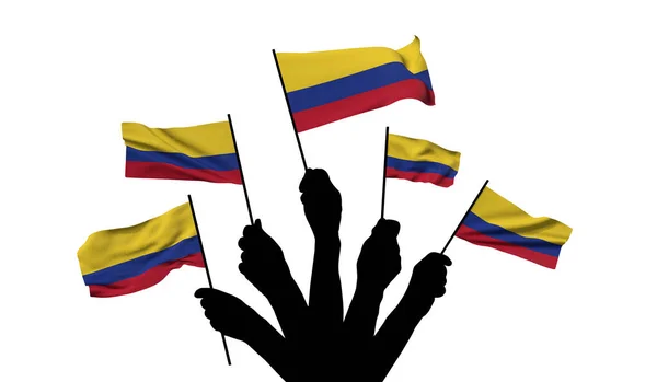 Bandera nacional de Colombia ondeada. Renderizado 3D —  Fotos de Stock