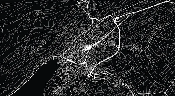 Mapa da cidade de vetores urbanos de Biel e Bienne, Suíça, Europa — Vetor de Stock