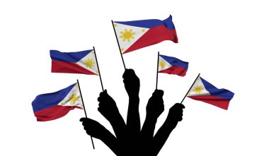Filipinler ulusal bayrağı sallanıyor. 3B Hazırlama