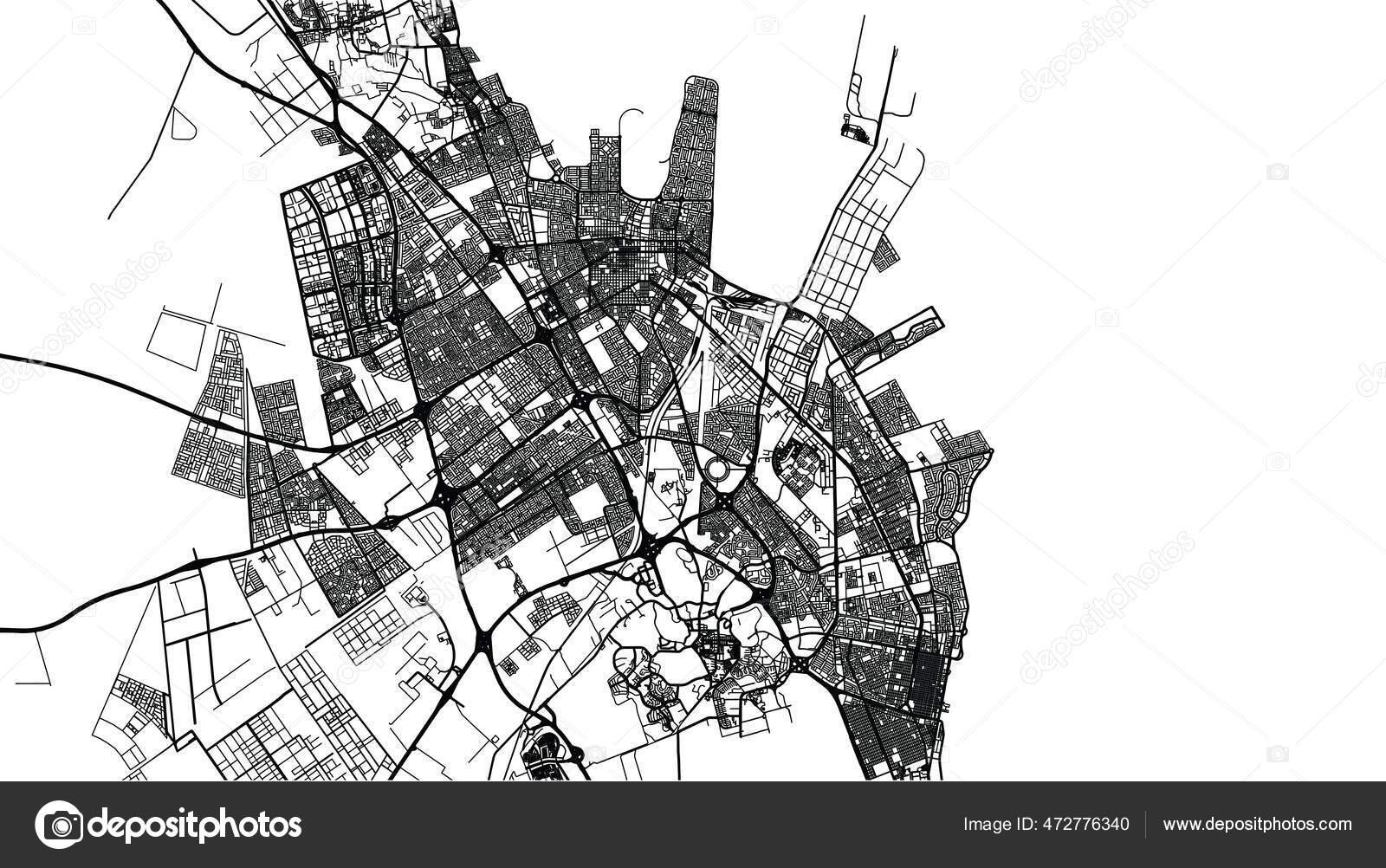 Urban vector city map of Dammam, Saudi Arabia, Middle East Stock Vector