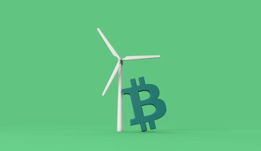 Bitcoin şifreleme madeni para çevresel etki. 3d oluşturma