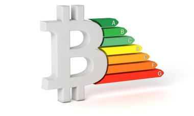 Bitcoin cryptocurrency energy rating symbol. 3D Rendring clipart