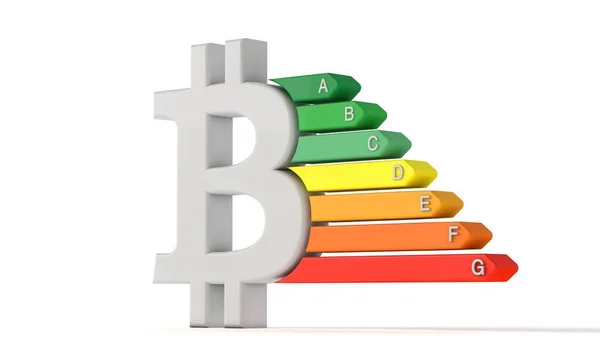 Bitcoin criptomoneda símbolo de calificación de energía. 3D Rendring —  Fotos de Stock