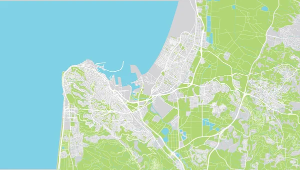 Mapa da cidade de vetores urbanos de Haifa, Israel, Oriente Médio — Vetor de Stock