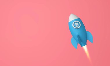 Bitcoin kripto para roketi aya doğru yola çıkıyor. 3B Hazırlama