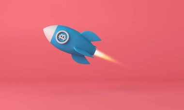 Bitcoin kripto para roketi aya doğru yola çıkıyor. 3B Hazırlama