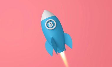 Bitcoin kripto para roketi aya doğru yola çıkıyor. 3B Hazırlama