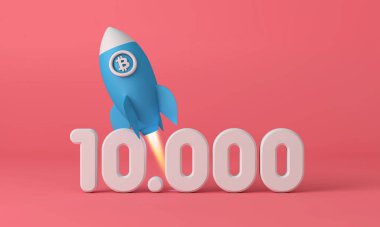 Bitcoin kripto para roketi 10.000 fiyat puanına yükseliyor. 3B Hazırlama