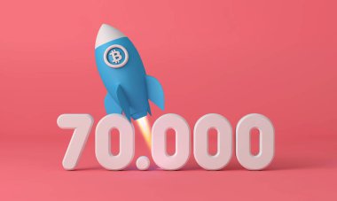 Bitcoin kripto-para roketi 70 bin fiyat puanına yükseliyor. 3B Hazırlama