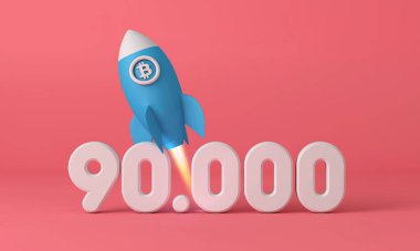 Bitcoin kripto-para roketi 90,000 fiyat puanına yükseliyor. 3B Hazırlama