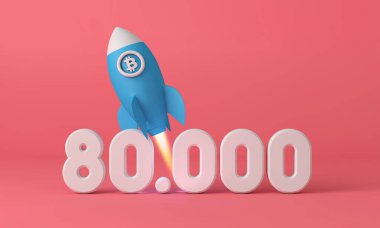 Bitcoin kripto-para roketi 80,000 fiyat puanına yükseliyor. 3B Hazırlama
