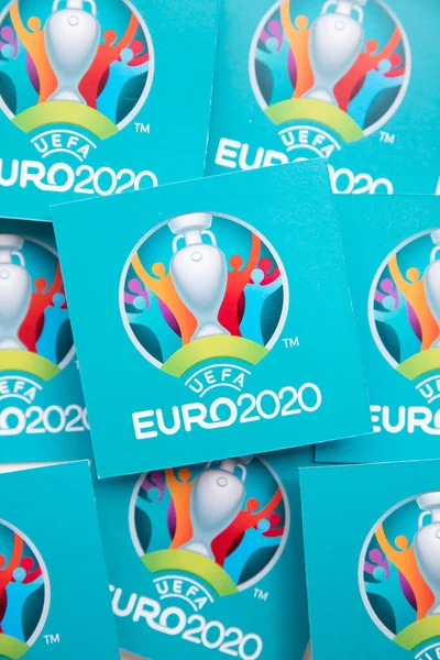 LONDRES, Reino Unido - Junho de 2021: Logo para o campeonato europeu de 2020 da UEFA — Fotografia de Stock