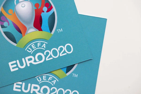 LONDON, Ηνωμένο Βασίλειο - Ιούνιος 2021: Λογότυπο για το ευρωπαϊκό πρωτάθλημα UEFA 2020 — Φωτογραφία Αρχείου