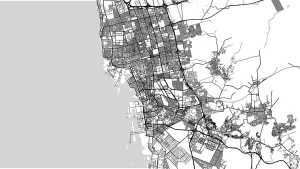 Mapa da cidade de vetores urbanos de Jeddah, Arábia Saudita, Oriente Médio — Vetor de Stock