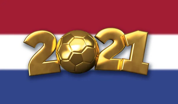 2021 Países Bajos fondo texto fútbol oro. Renderizado 3D — Foto de Stock