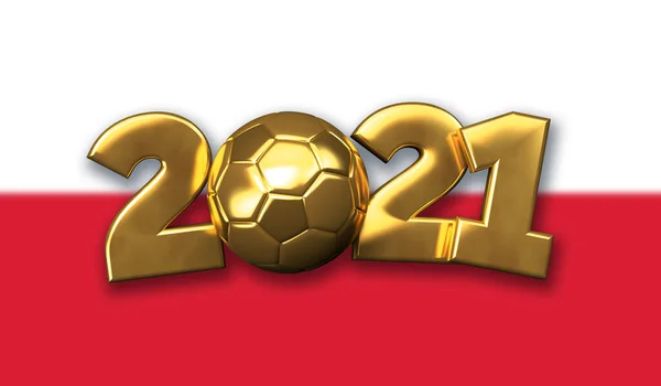 2021年波兰足球背景。3D渲染 — 图库照片