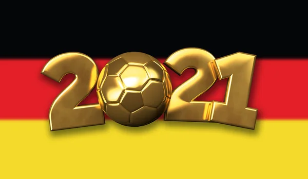 2021 Deutschland Gold Fußball Text Hintergrund. 3D-Rendering — Stockfoto