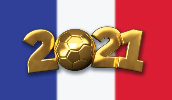 2021フランスの金サッカーテキストの背景。3Dレンダリング — ストック写真