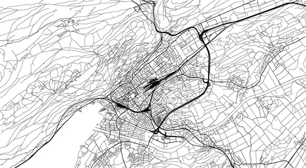 Mapa urbano vectorial de Biel y Bienne, Suiza, Europa — Archivo Imágenes Vectoriales