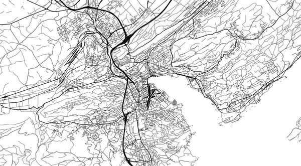 瑞士卢塞恩城市矢量城市地图，欧洲 — 图库矢量图片