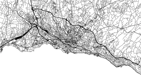 Vecteur urbain carte de ville de Lausanne, Suisse, Europe — Image vectorielle