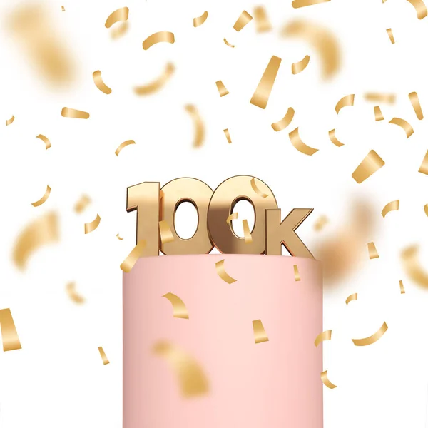 100k social media followers or subscribers celebration background. 3D Rendering — Stock Photo, Image