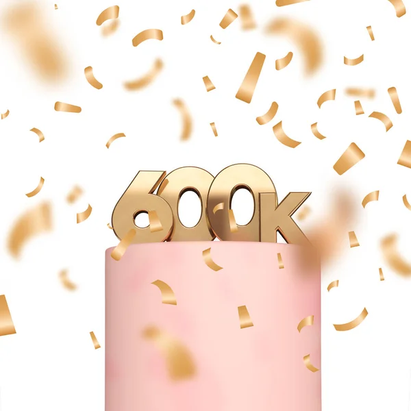 600k social media followers or subscribers celebration background. 3D Rendering — Stock Photo, Image