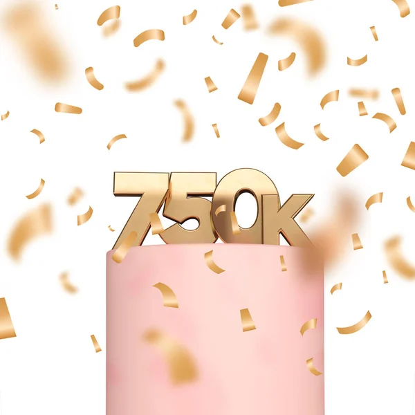 750k seguidores de redes sociales o suscriptores celebran antecedentes. Renderizado 3D —  Fotos de Stock